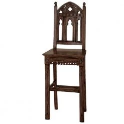 Sudbury 53 in. Brown High Back Mahogany Bar Height Bar Stool with Wooden Seat by Design Toscano