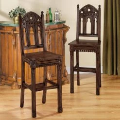 Sudbury 53 in. Brown High Back Mahogany Bar Height Bar Stool with Wooden Seat (Set of 2) by Design Toscano 11 Sudbury 53 in. Brown High Back Mahogany Bar Height Bar Stool with Wooden Seat (Set of 2) by Design Toscano -Steve Silver Online Store cherry design toscano bar stools af966445 31 1000