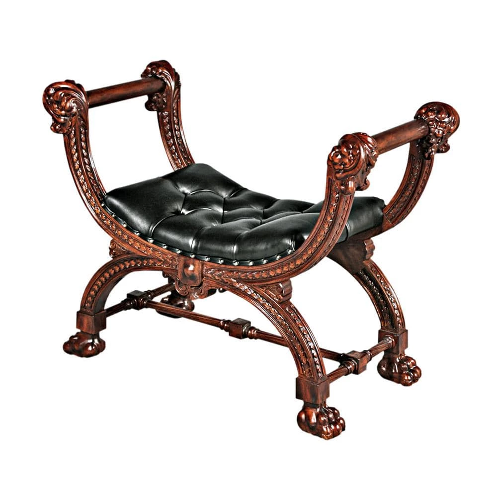 Master's Study Brown Cherry Bench Tabouret 28 in. H x 36 in. W x 17.5 in. D by Design Toscano 4 Master's Study Brown Cherry Bench Tabouret 28 in. H x 36 in. W x 17.5 in. D by Design Toscano - Image 2