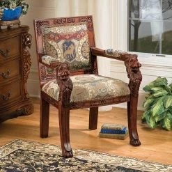Beardsley Heraldic Lion Cherry Mahogany Arm Chair by Design Toscano -Steve Silver Online Store cherry design toscano dining chairs af51351 31 1000