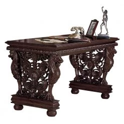 Effingham Gryphon 55 in. Brown Standard Rectangle Top Wood Library Table by Design Toscano