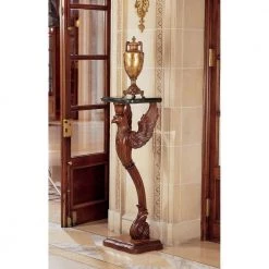 The Griffin of Hanover 17 in. Brown Standard Square Top Marble Pedestal by Design Toscano -Steve Silver Online Store cherry design toscano end side tables af8052 31 1000