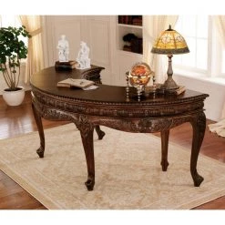 La Voute Grande Crescent 76.5 in. Oval Mahogany Brown 1-Drawer Executive Desk by Design Toscano -Steve Silver Online Store cherry design toscano executive desks af7442 31 1000