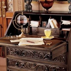 Carved Unicorn 33 in. Rectangular Mahogany Brown 9-Drawer Drop-Front Writing Desk by Design Toscano -Steve Silver Online Store cherry design toscano writing desks af2137 a0 1000