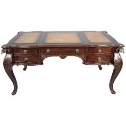 Clemenceau Partners 64 in. Rectangular Mahogany Brown 5-Drawer Writing Desk by Design Toscano