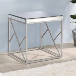 Evelyn Chrome Mirror Top End Table by Steve Silver 11 Evelyn Chrome Mirror Top End Table by Steve Silver -Steve Silver Online Store chrome steve silver end side tables ev300e 31 1000
