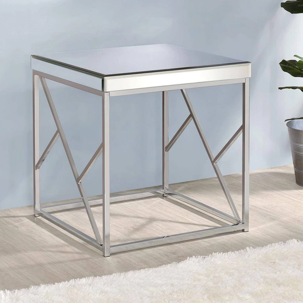 Evelyn Chrome Mirror Top End Table by Steve Silver 7 Evelyn Chrome Mirror Top End Table by Steve Silver - Image 5