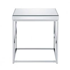 Evelyn Chrome Mirror Top End Table by Steve Silver