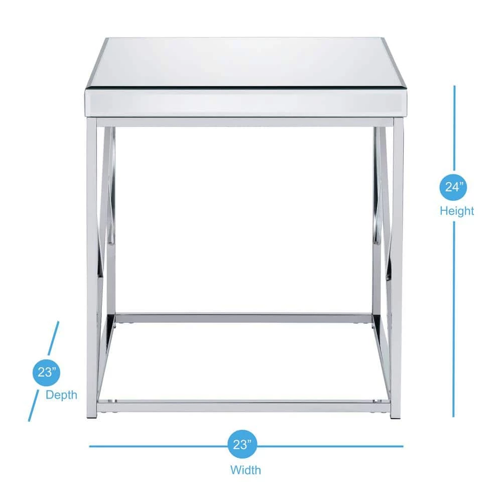 Evelyn Chrome Mirror Top End Table by Steve Silver 6 Evelyn Chrome Mirror Top End Table by Steve Silver - Image 4