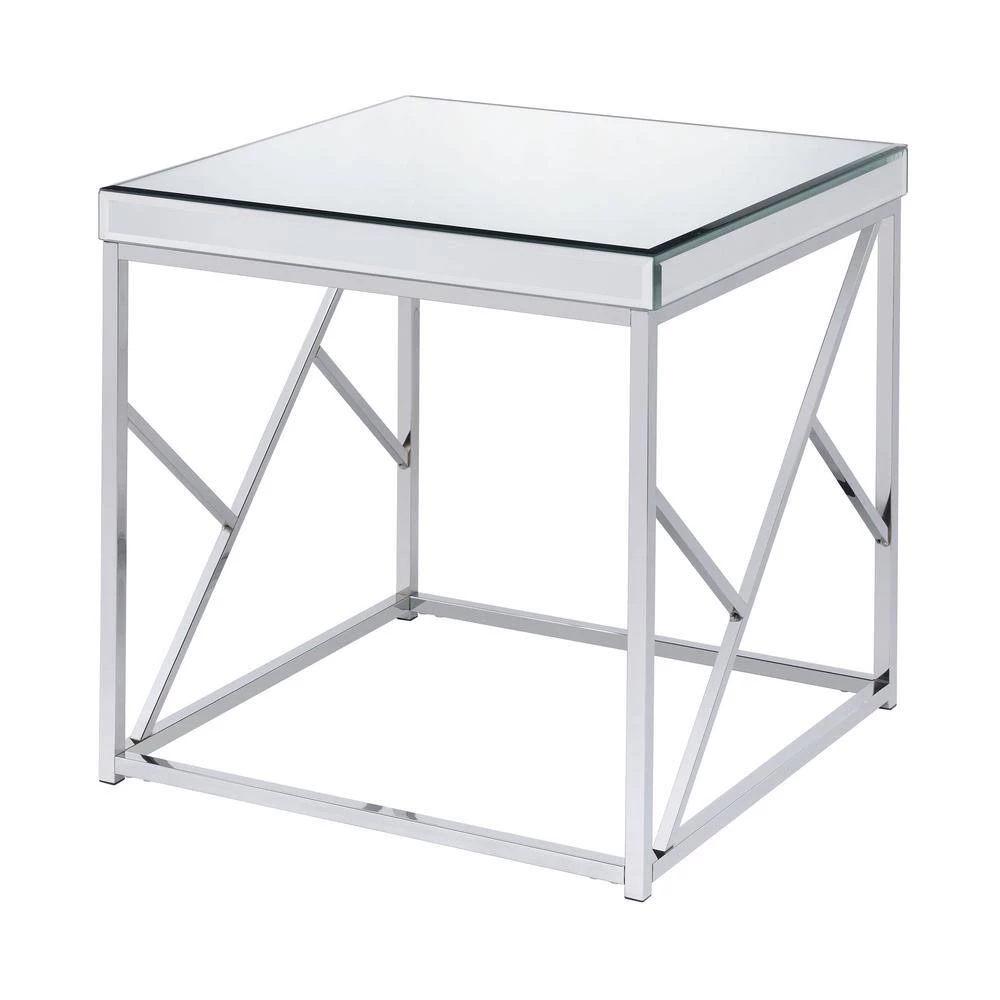 Evelyn Chrome Mirror Top End Table by Steve Silver 4 Evelyn Chrome Mirror Top End Table by Steve Silver - Image 2