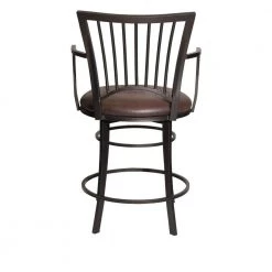 Bayview 24 in. Gunmetal Steel Counter Stool with Swivel Base and Coach Brown Microfiber Seat by Steve Silver -Steve Silver Online Store coach gunmetal steve silver bar stools bay600cs 44 1000