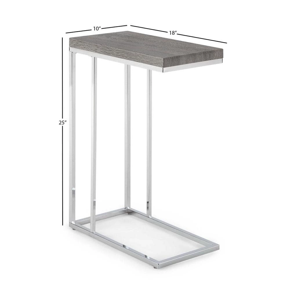 Lucia Dark Brown Chairside End Table with Chrome Base by Steve Silver 7 Lucia Dark Brown Chairside End Table with Chrome Base by Steve Silver - Image 5