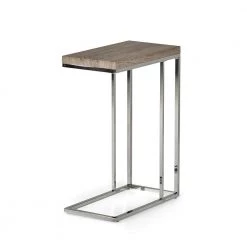 Lucia Dark Brown Chairside End Table with Chrome Base by Steve Silver