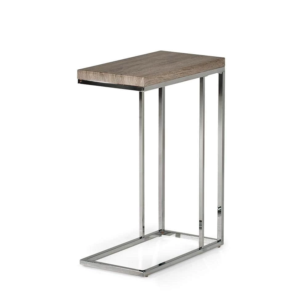 Lucia Dark Brown Chairside End Table with Chrome Base by Steve Silver 3 Lucia Dark Brown Chairside End Table with Chrome Base by Steve Silver