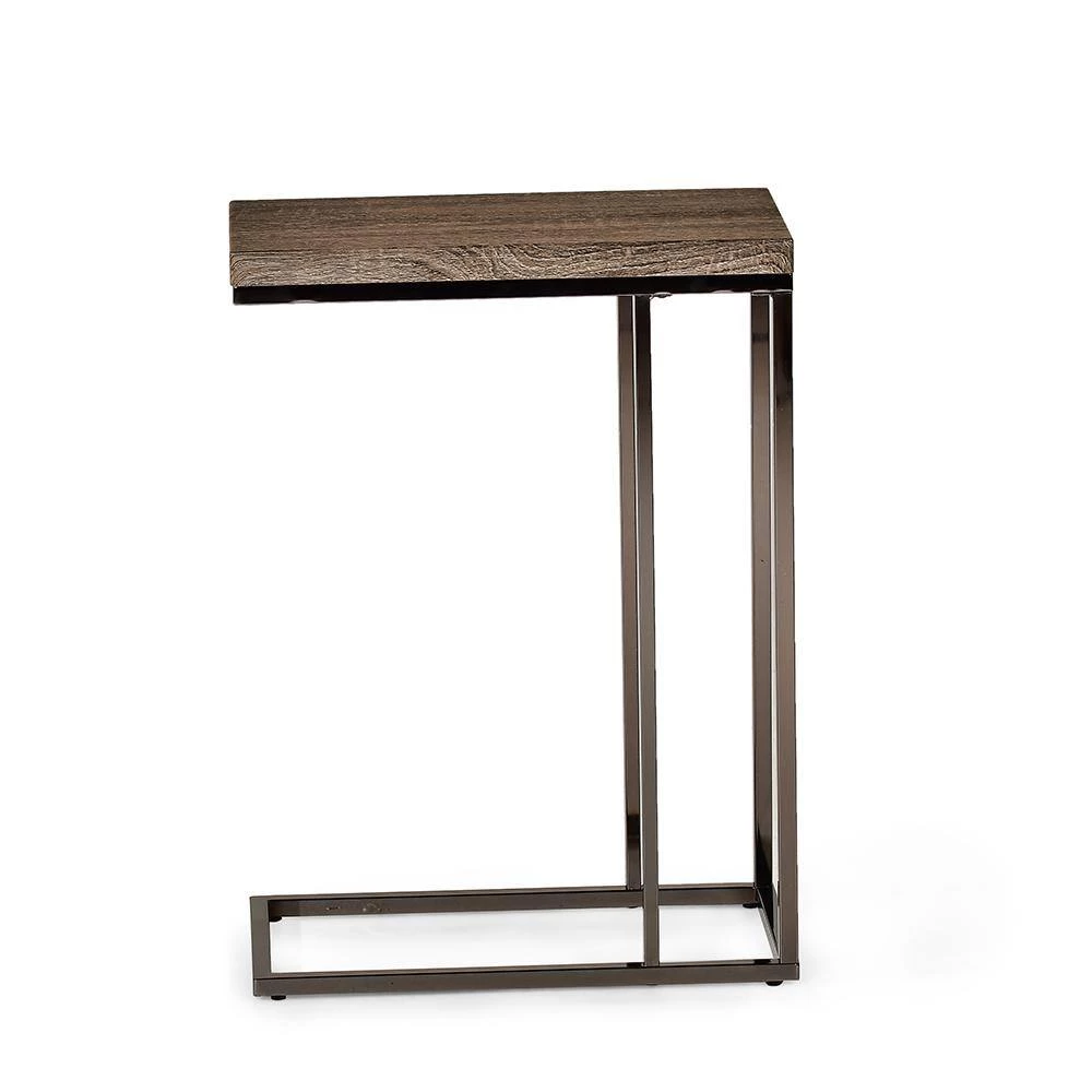 Lucia Dark Brown Chairside End Table with Chrome Base by Steve Silver 4 Lucia Dark Brown Chairside End Table with Chrome Base by Steve Silver - Image 2