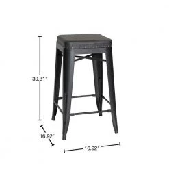 Hank 30 in. Dark Gray Backless Steel Cushioned Bar Stool with Gray Faux Leather Seat (Set of 2) by Steve Silver 9 Hank 30 in. Dark Gray Backless Steel Cushioned Bar Stool with Gray Faux Leather Seat (Set of 2) by Steve Silver -Steve Silver Online Store dark grey gunmetal steve silver bar stools hnk600bs 40 1000