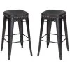 Hank 30 in. Dark Gray Backless Steel Cushioned Bar Stool with Gray Faux Leather Seat (Set of 2) by Steve Silver -Steve Silver Online Store dark grey gunmetal steve silver bar stools hnk600bs 64 1000