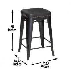Hank 24 in. Dark Gray Backless Steel Cushioned Counter Stool with Gray Faux Leather Seat (Set of 2) by Steve Silver 10 Hank 24 in. Dark Gray Backless Steel Cushioned Counter Stool with Gray Faux Leather Seat (Set of 2) by Steve Silver -Steve Silver Online Store dark grey gunmetal steve silver bar stools hnk600cs c3 1000