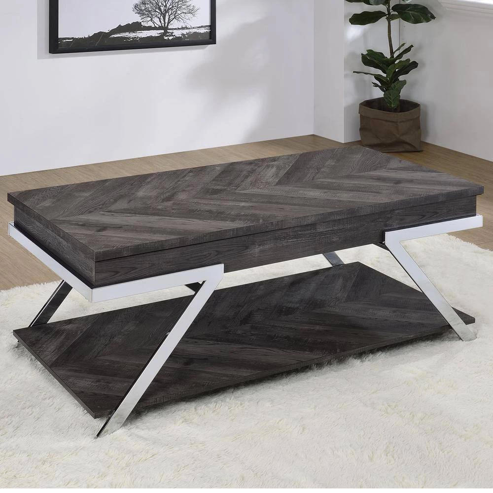 Roma 48 in. Dark Gray Large Rectangle Composite Coffee Table with Lift Top by Steve Silver 6 Roma 48 in. Dark Gray Large Rectangle Composite Coffee Table with Lift Top by Steve Silver - Image 4