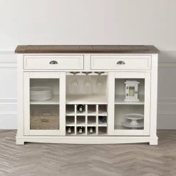 Cayla White And Dark Oak Server With Storage by Steve Silver -Steve Silver Online Store dark oak steve silver sideboards buffet tables cy400svkw 31 1000