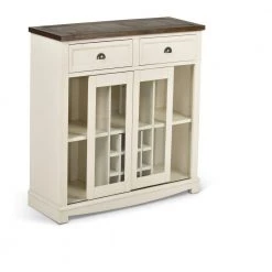 Cayla White And Dark Oak Server With Storage by Steve Silver -Steve Silver Online Store dark oak steve silver sideboards buffet tables cy400svkw 4f 1000