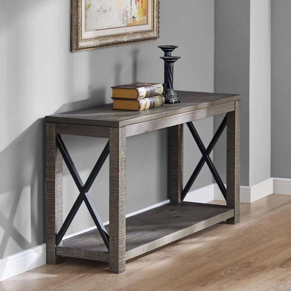 Dexter 48 in. Gray Standard Rectangle Wood Console Table with Storage by Steve Silver 8 Dexter 48 in. Gray Standard Rectangle Wood Console Table with Storage by Steve Silver - Image 6