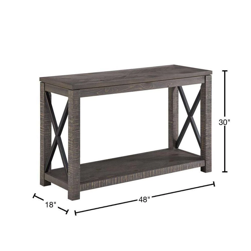Dexter 48 in. Gray Standard Rectangle Wood Console Table with Storage by Steve Silver 5 Dexter 48 in. Gray Standard Rectangle Wood Console Table with Storage by Steve Silver - Image 3