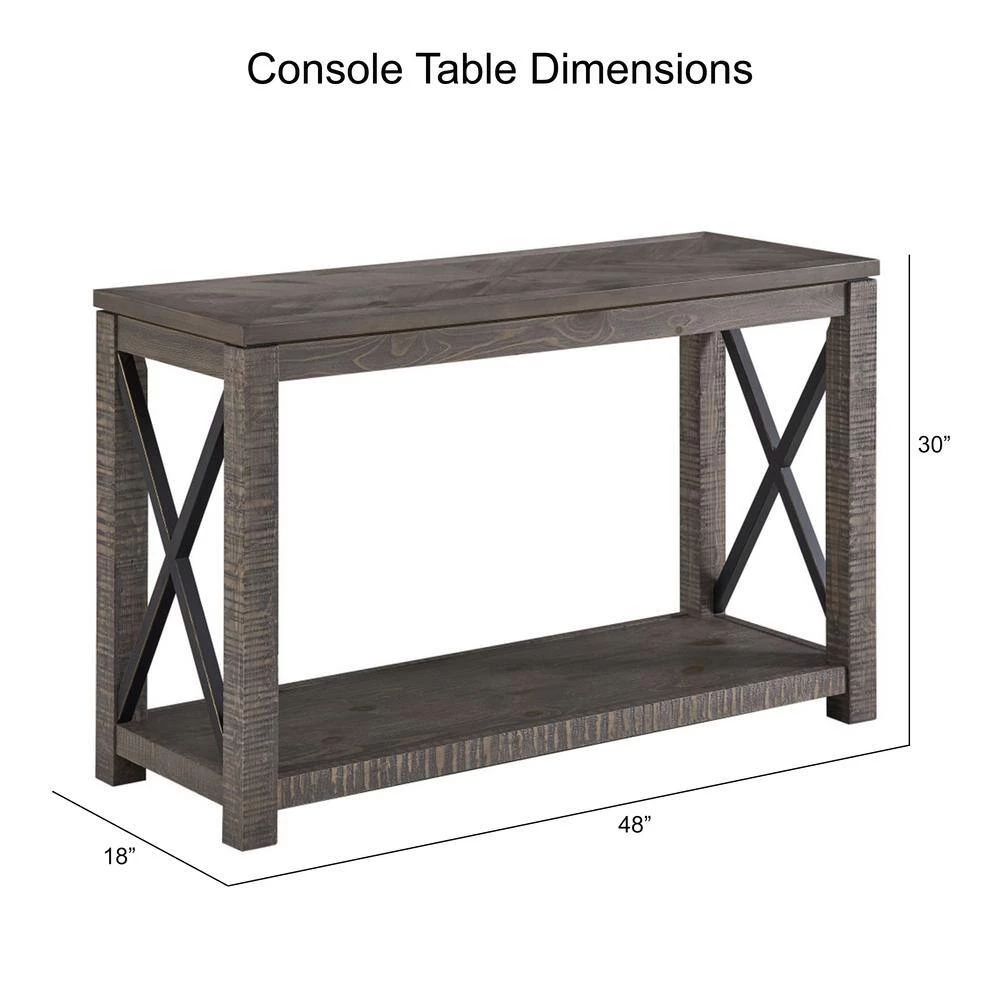Dexter 48 in. Gray Standard Rectangle Wood Console Table with Storage by Steve Silver 7 Dexter 48 in. Gray Standard Rectangle Wood Console Table with Storage by Steve Silver - Image 5