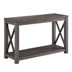 Dexter 48 in. Gray Standard Rectangle Wood Console Table with Storage by Steve Silver