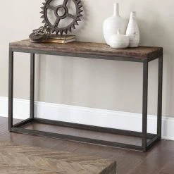 Lorenza 48 in. Distressed Acacia/Nickel Standard Rectangle Wood Console Table by Steve Silver -Steve Silver Online Store distressed acacia nickel finished base steve silver console tables lz100s c3 1000