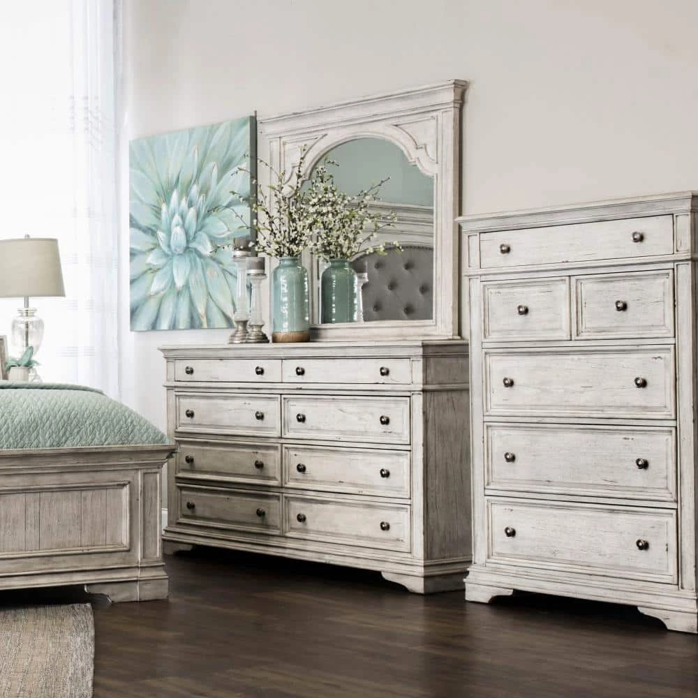 Highland Park 5-Drawer Rustic Ivory Chest of Drawer (40 in. Depth x 19 in. Width x 56 in. Height) by Steve Silver 8 Highland Park 5-Drawer Rustic Ivory Chest of Drawer (40 in. Depth x 19 in. Width x 56 in. Height) by Steve Silver - Image 6