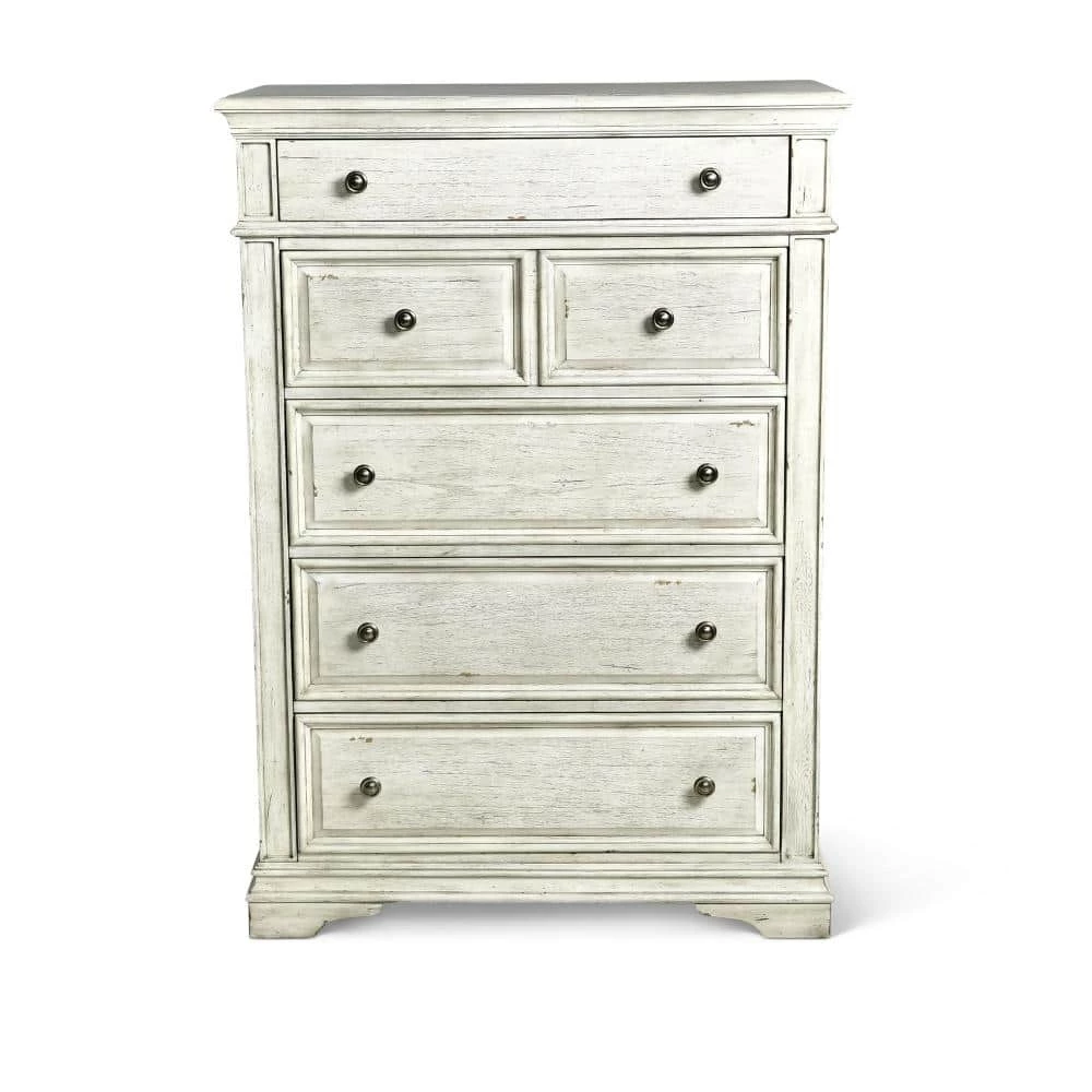 Highland Park 5-Drawer Rustic Ivory Chest of Drawer (40 in. Depth x 19 in. Width x 56 in. Height) by Steve Silver 3 Highland Park 5-Drawer Rustic Ivory Chest of Drawer (40 in. Depth x 19 in. Width x 56 in. Height) by Steve Silver