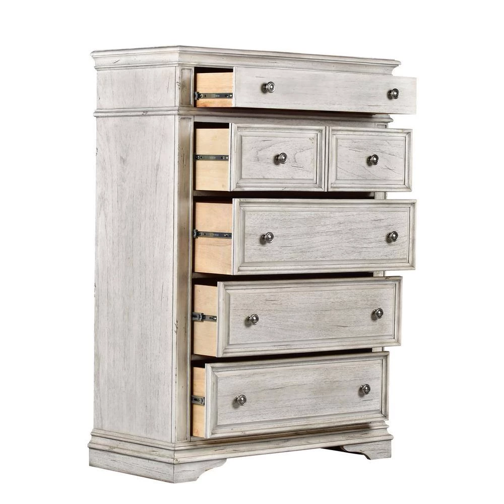 Highland Park 5-Drawer Rustic Ivory Chest of Drawer (40 in. Depth x 19 in. Width x 56 in. Height) by Steve Silver 5 Highland Park 5-Drawer Rustic Ivory Chest of Drawer (40 in. Depth x 19 in. Width x 56 in. Height) by Steve Silver - Image 3