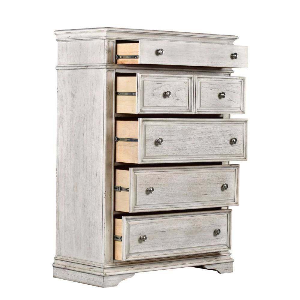Highland Park 5-Drawer Rustic Ivory Chest of Drawer (40 in. Depth x 19 in. Width x 56 in. Height) by Steve Silver 6 Highland Park 5-Drawer Rustic Ivory Chest of Drawer (40 in. Depth x 19 in. Width x 56 in. Height) by Steve Silver - Image 4
