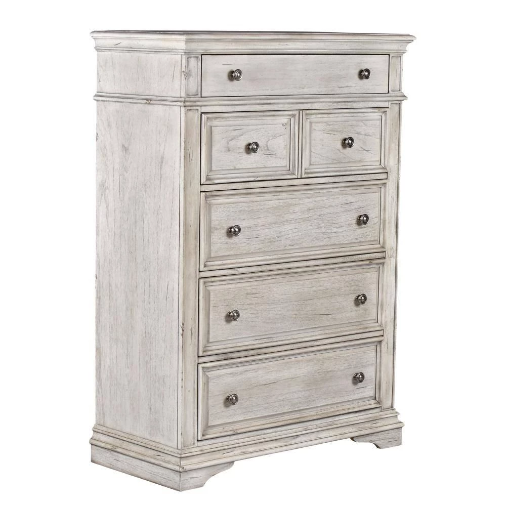 Highland Park 5-Drawer Rustic Ivory Chest of Drawer (40 in. Depth x 19 in. Width x 56 in. Height) by Steve Silver 4 Highland Park 5-Drawer Rustic Ivory Chest of Drawer (40 in. Depth x 19 in. Width x 56 in. Height) by Steve Silver - Image 2