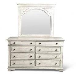 Highland Park 8-Drawer Rustic Ivory Dresser With Mirror (66 in. Depth x 19 in. Width x 79 in. Height) by Steve Silver