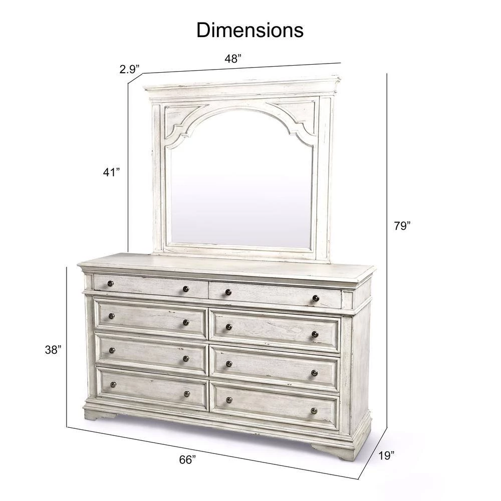 Highland Park 8-Drawer Rustic Ivory Dresser With Mirror (66 in. Depth x 19 in. Width x 79 in. Height) by Steve Silver 5 Highland Park 8-Drawer Rustic Ivory Dresser With Mirror (66 in. Depth x 19 in. Width x 79 in. Height) by Steve Silver - Image 3