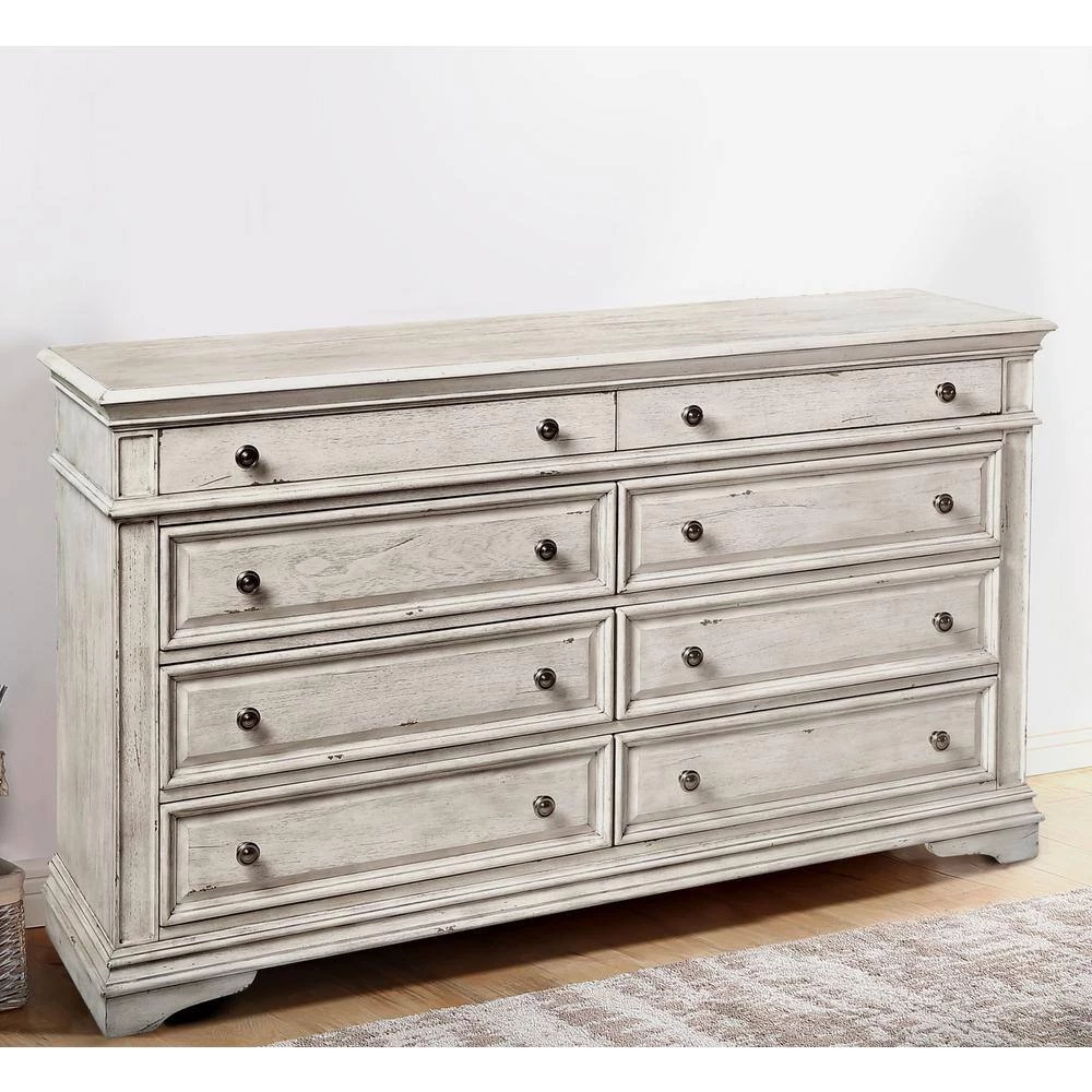 Highland Park 8-Drawer Rustic Ivory Dresser (66 in. Depth x 19 in. Width x 38 in. Height) by Steve Silver 6 Highland Park 8-Drawer Rustic Ivory Dresser (66 in. Depth x 19 in. Width x 38 in. Height) by Steve Silver - Image 4
