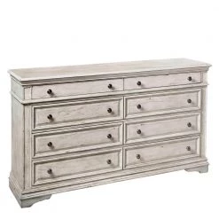 Highland Park 8-Drawer Rustic Ivory Dresser (66 in. Depth x 19 in. Width x 38 in. Height) by Steve Silver