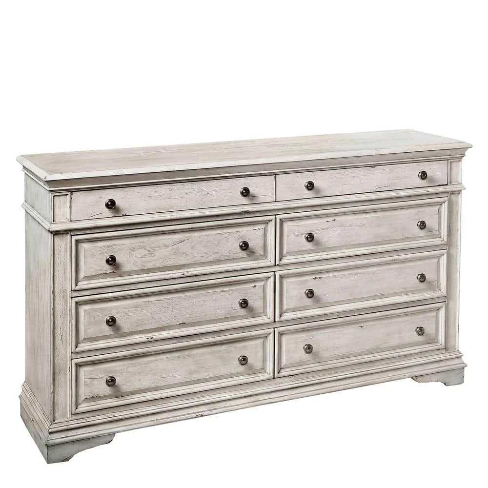 Highland Park 8-Drawer Rustic Ivory Dresser (66 in. Depth x 19 in. Width x 38 in. Height) by Steve Silver 3 Highland Park 8-Drawer Rustic Ivory Dresser (66 in. Depth x 19 in. Width x 38 in. Height) by Steve Silver