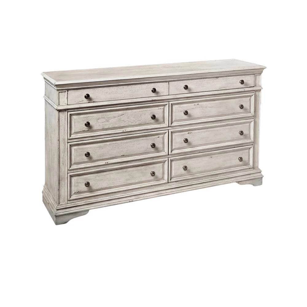 Highland Park 8-Drawer Rustic Ivory Dresser (66 in. Depth x 19 in. Width x 38 in. Height) by Steve Silver 4 Highland Park 8-Drawer Rustic Ivory Dresser (66 in. Depth x 19 in. Width x 38 in. Height) by Steve Silver - Image 2