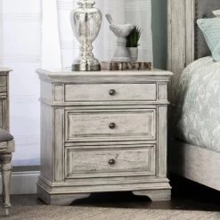 Highland Park Rustic Ivory Nightstand (28 in. Depth x 17 in. Width x 29.5 in. Height) by Steve Silver -Steve Silver Online Store distressed rustic ivory steve silver nightstands hp900nsw 31 1000