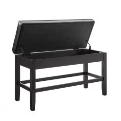 Carrara Black Ebony Counter Bench with storage (26 in. Height x 42 in. Width x 17 in. Depth) by Steve Silver -Steve Silver Online Store ebony finish black seat steve silver bedroom benches cr630ccbnk 77 1000