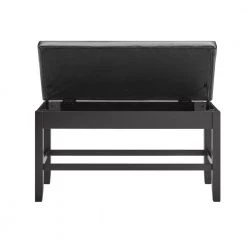 Carrara Black Ebony Counter Bench with storage (26 in. Height x 42 in. Width x 17 in. Depth) by Steve Silver -Steve Silver Online Store ebony finish black seat steve silver bedroom benches cr630ccbnk c3 1000