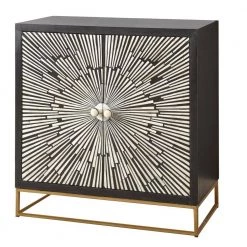 Amika Ebony and Ivory 2-Door Sunburst Accent Cabinet by Steve Silver