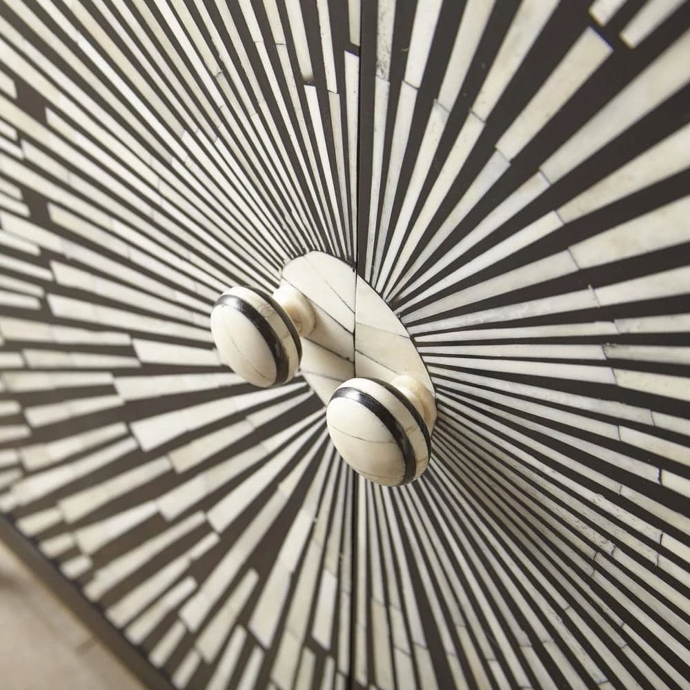 Amika Ebony and Ivory 2-Door Sunburst Accent Cabinet by Steve Silver 6 Amika Ebony and Ivory 2-Door Sunburst Accent Cabinet by Steve Silver - Image 4