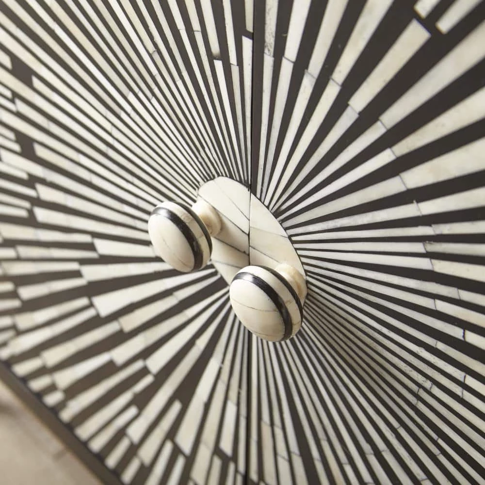 Amika Ebony and Ivory 2-Door Sunburst Accent Cabinet by Steve Silver 4 Amika Ebony and Ivory 2-Door Sunburst Accent Cabinet by Steve Silver - Image 2