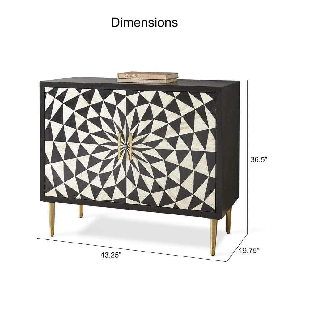 Benzara Ebony and Ivory 2-Door Accent Cabinet by Steve Silver 7 Benzara Ebony and Ivory 2-Door Accent Cabinet by Steve Silver - Image 5