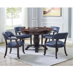 Tournament Navy Vinyl Upholstery Casters Arm Chair by Steve Silver 13 Tournament Navy Vinyl Upholstery Casters Arm Chair by Steve Silver -Steve Silver Online Store frame multi step rich cherry finish navy vinyl upholstery steve silver accent chairs tu500an 1f 1000