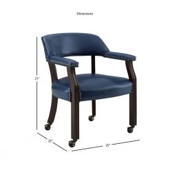 Tournament Navy Vinyl Upholstery Casters Arm Chair by Steve Silver 14 Tournament Navy Vinyl Upholstery Casters Arm Chair by Steve Silver -Steve Silver Online Store frame multi step rich cherry finish navy vinyl upholstery steve silver accent chairs tu500an 44 1000
